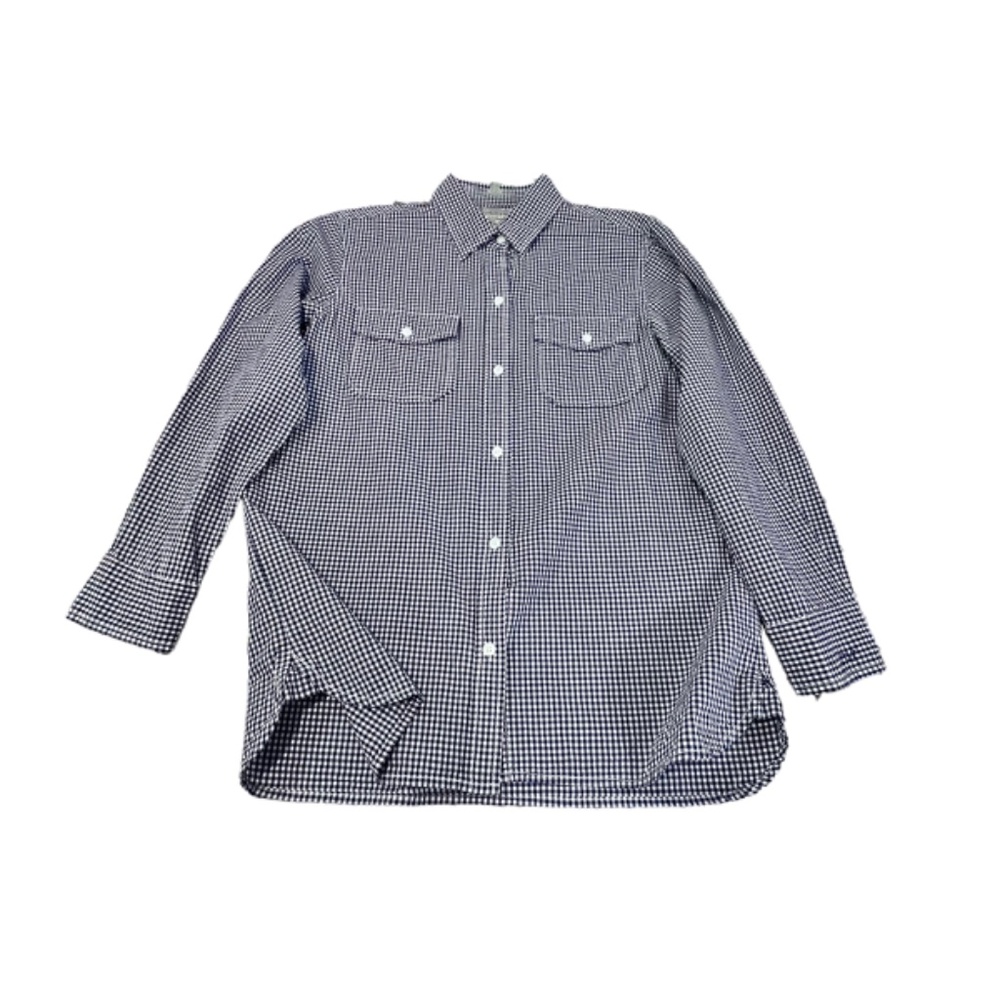 Current Elliott Gingham Pattern Navy Button Up Dr… - image 5